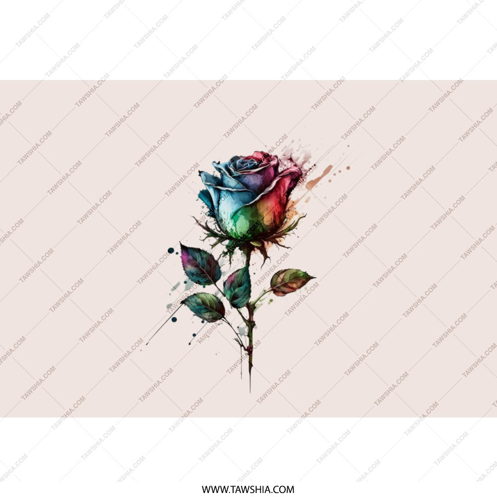 Watercolor Rainbow Rose Tumbler, Floral Tumbler Gift, Unique Drinkware, Colorful Rose Art, Trendy Tumbler, Gift for Her, Travel Tumbler - Tawshia