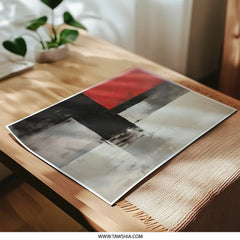 Abstract Photographic Print, Modern Wall Art, Geometric Home Decor, Contemporary Art Print, Red Black Grey Wall Hanging - Tawshia