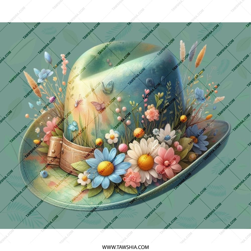 Floral Hat MousePad, Butterfly Mouse Pad, Flower Garden Mouse Mat, Cute Desk Accessories, Decorative Computer Mouse Pad - Tawshia