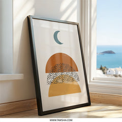 Modern Moon Wall Art, Geometric Print, Boho Decor, Abstract Shapes, Minimalist Art, Home Decor, Trendy Wall Hanging - Tawshia