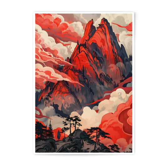 Red Mountain Photographic Print, Abstract Landscape Art, Mountain Art, Wall Decor, Home Decor, Red Art Print - Tawshia