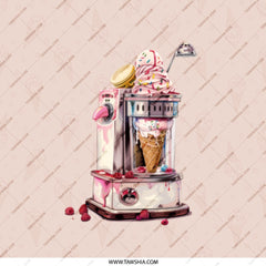 Ice Cream Machine Pocket Mirror, Fun Food Design, Compact Mirror, Cute Makeup Mirror, Gift for Her, Travel Mirror - Tawshia