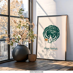 Cabbage Wall Art, Vegan Lifestyle Decor, Kitchen Art Print, Foodie Gift Idea, Modern Farmhouse Art, Vegetable Illustration Poster - Tawshia