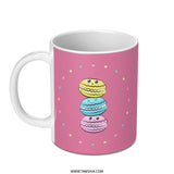 Kawaii Macaron Mug, Cute Food Mug, Pastel Mug, Pink Coffee Mug, Dessert Lover Gift, Colorful Mug, Stacked Macarons, Unique Mug Design - Tawshia