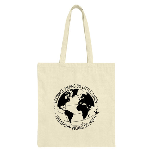 Friendship Distance Tote Bag, Globe Airplane Design, Travel Lover Gift, Best Friend Present, Vacation Souvenir, Carry All Bag - Tawshia