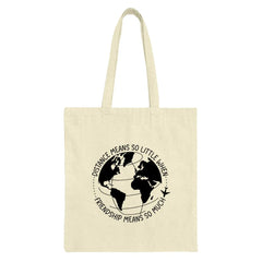 Friendship Distance Tote Bag, Globe Airplane Design, Travel Lover Gift, Best Friend Present, Vacation Souvenir, Carry All Bag - Tawshia