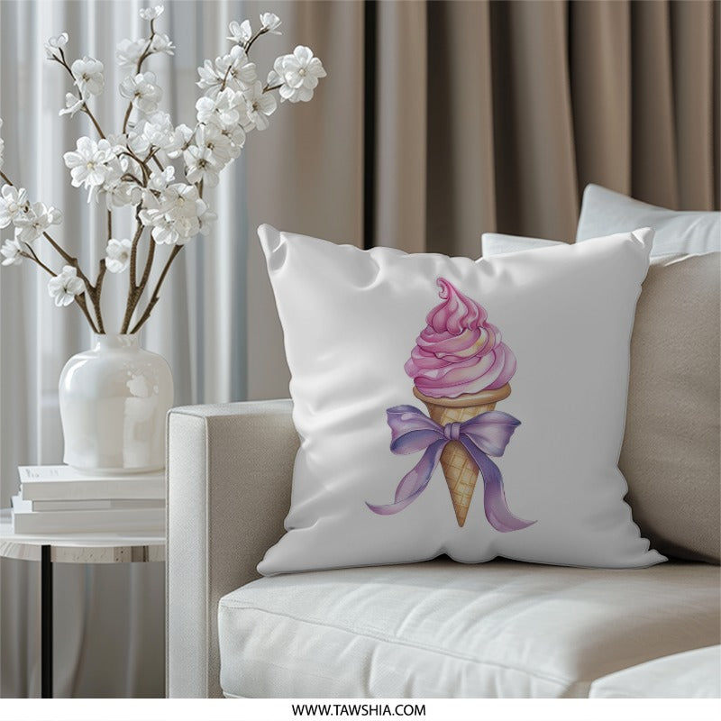 Ice Cream Pillow, Cute Cone Pillow, Sweet Treat Throw Pillow, Decorative Pillow Cover, Playful Home Decor, Unique Gift Idea - Tawshia