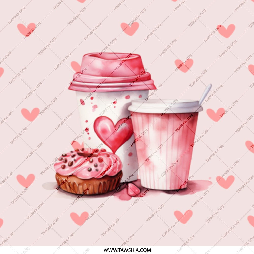 Donut Coffee Pocket Mirror, Cute Food Mirror, Valentine Mirror, Sweet Treats Mirror, Love Hearts Compact Mirror - Tawshia