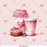 Donut Coffee Pocket Mirror, Cute Food Mirror, Valentine Mirror, Sweet Treats Mirror, Love Hearts Compact Mirror - Tawshia