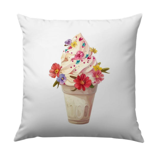 Floral Ice Cream Cone Pillow, Dessert Decor, Whimsical Cushion, Foodie Gift, Sweet Treat Home Accent Pillow - Tawshia