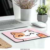 Cute Calico Cat Mouse Pad, Kawaii Kitty Desk Accessory, Pink Aesthetic Computer Mat, Gamer Gift, Office Decor, Animal Lover Gift - Tawshia