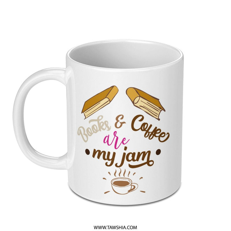 Books and Coffee Mug, My Jam Mug, Coffee Lover Gift, Book Lover Gift, Reading Mug, Coffee Mug, Bookish Gift, Gift for Reader - Tawshia