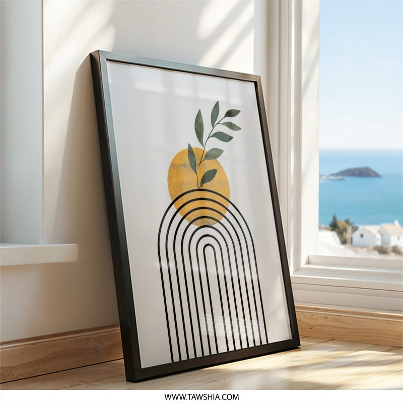 Minimalist Wall Art Print, Boho Rainbow Plant Art, Abstract Sun Wall Decor, Modern Home Art, Unique Wall Art for Living Room - Tawshia