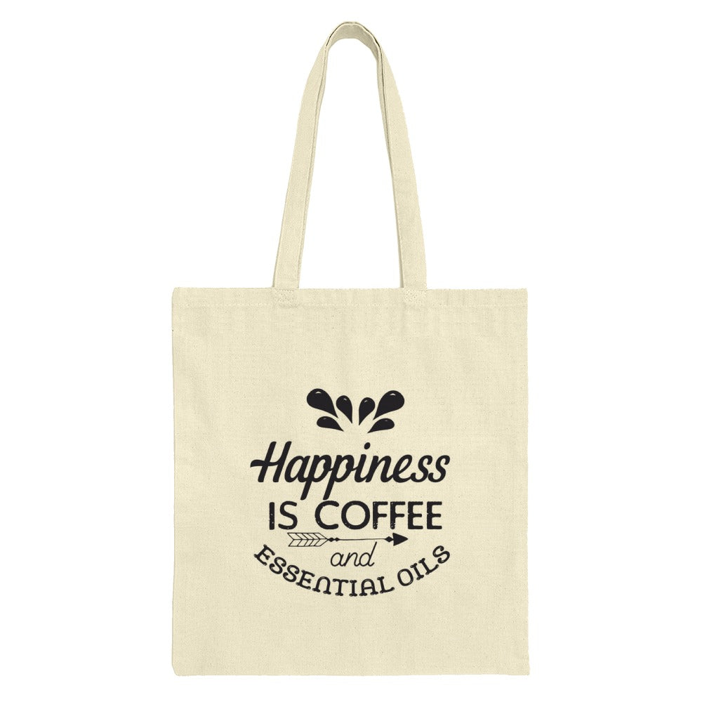 Coffee and Essential Oils Tote Bag, Happiness Tote, Motivational Tote Bag, Gift for Her, Everyday Tote, Reusable Tote - Tawshia