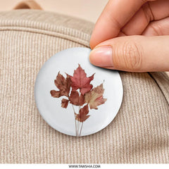 Autumn Leaves Pinback Button, Fall Decor Pin, Red Maple Leaf Badge, Nature Lover Gift, Botanical Pin, Seasonal Accent, Accessory Button - Tawshia