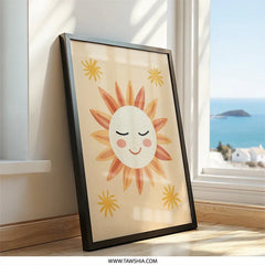 Sunshine Wall Art, Smiling Sun Print, Boho Nursery Decor, Kids Room Art, Happy Sun Illustration, Playroom Wall Art - Tawshia