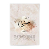 Janaa Name Meaning Photographic Print, Arabic Calligraphy Art, Inspirational Wall Decor, Personalized Gift Idea, Modern Home Art - Tawshia