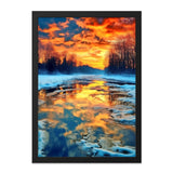 Winter Sunset Reflection, River Landscape Wall Art, Nature Scenery Print, Vivid Sky Art, Winter Decor, Home Decor Wall Art - Tawshia