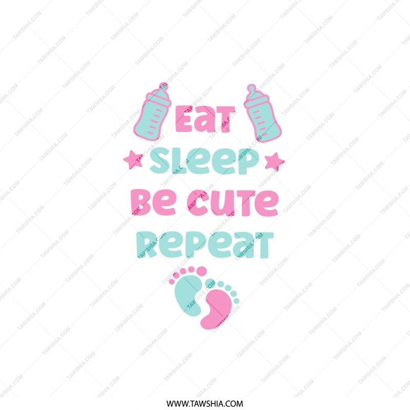 Eat Sleep Be Cute Repeat Pillow, Newborn Gift, Baby Room Decor, Nursery Pillow, New Parent Gift, Baby Shower Decor, Baby Feet Pillow - Tawshia