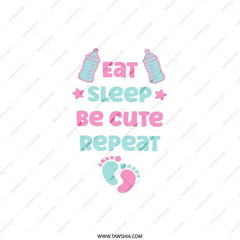 Eat Sleep Be Cute Repeat Pillow, Newborn Gift, Baby Room Decor, Nursery Pillow, New Parent Gift, Baby Shower Decor, Baby Feet Pillow - Tawshia