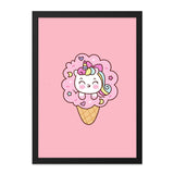 Kawaii Unicorn Wall Art, Ice Cream Cone, Cute Unicorn Print, Pastel Wall Decor, Kids Room Art, Nursery Art, Whimsical Art - Tawshia