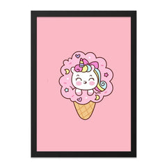 Kawaii Unicorn Wall Art, Ice Cream Cone, Cute Unicorn Print, Pastel Wall Decor, Kids Room Art, Nursery Art, Whimsical Art - Tawshia