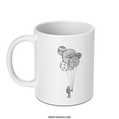 Astronaut with Balloon Planets Print on Coffee Mug product