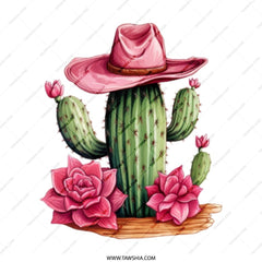 Cactus Tote Bag, Cowboy Hat, Western Tote, Desert Style Bag, Flower Tote, Plant Lover Gift, Unique Tote, Stylish Bag, Everyday Bag - Tawshia