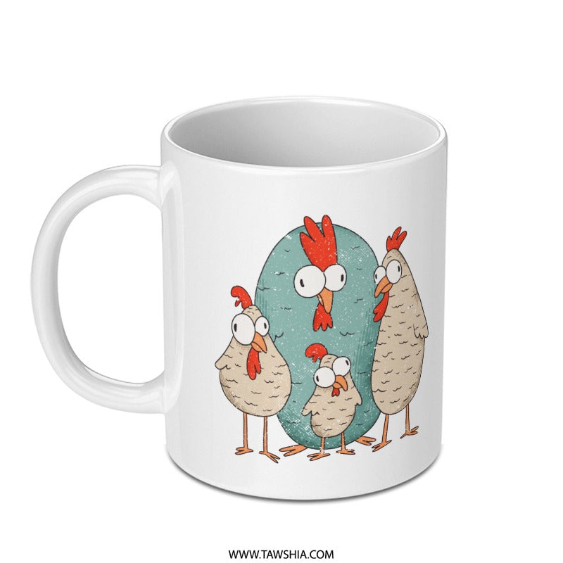 Cute Cartoon Chickens Artwork on a Coffee Mug product