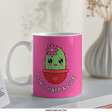 Cute Cactus Mug, Stay Sharp and Cute, Kawaii Mug, Gift for Plant Lover, Funny Coffee Mug, Unique Mug Design, Pink Mug, Novelty Mug - Tawshia