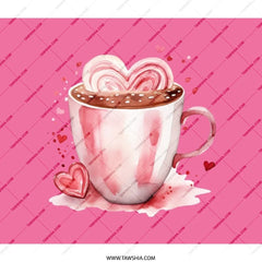 Hot Chocolate Backpack, Heart Marshmallows Backpack, Valentines Day Gift Backpack, Cozy Beverage Backpack, Watercolor Heart Backpack - Tawshia