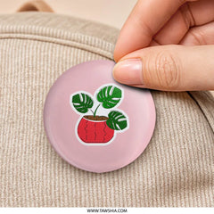 Monstera Pinback, Houseplant Lover Gift, Trendy Plant Pin, Potted Plant Badge, Tropical Leaf Jewelry, Indoor Plant Accessory, Cute Pins - Tawshia
