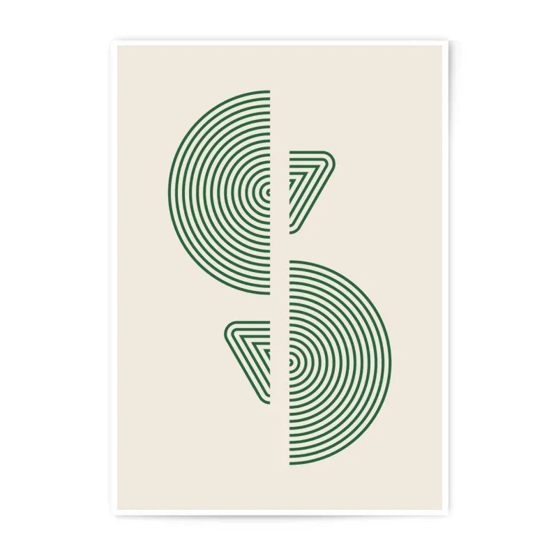 Modern Abstract Photographic Print, Green Geometric Art, Circle Triangle Wall Decor, Minimalist Art Print, Stylish Home Decor - Tawshia