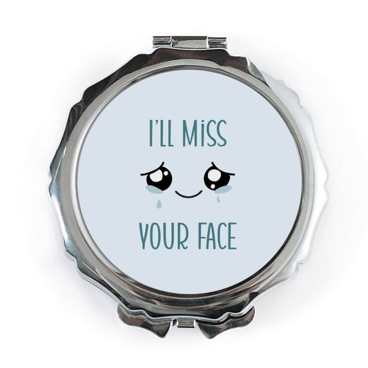 I'll Miss Your Face Pocket Mirror, Sad Face Pocket Mirror, Goodbye Gift, Farewell Gift, Unique Pocket Mirror, Gift for Friend - Tawshia