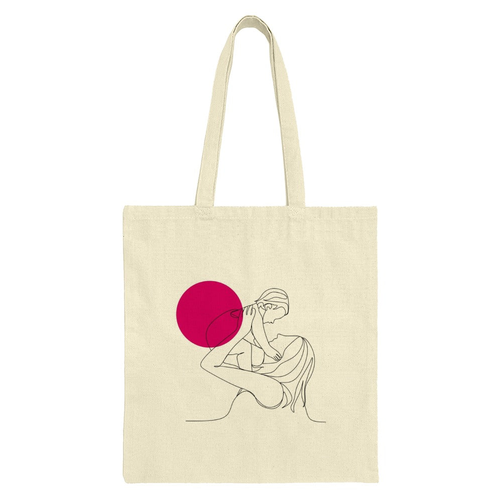 Mother and Child Line Art Tote Bag, Minimalist Art Tote, Gift for Mom, Abstract Graphic Tote Bag, Aesthetic Fashion Tote - Tawshia
