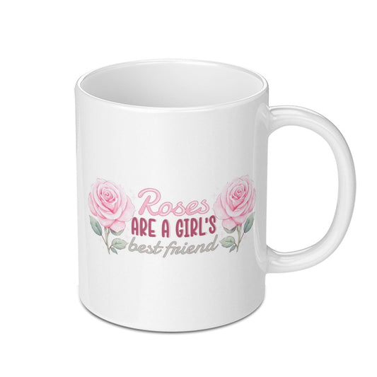 Roses are a Girl's Best Friend Mug, Floral Gift, Girly Mug, Flower Mug, Gift for Her, Coffee Mug, Tea Cup - Tawshia
