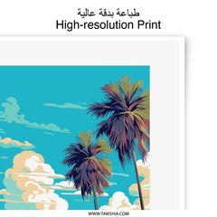 Cocoa Beach Florida Photographic Print, Beach Scene Art Print, Coastal Decor, Palm Trees, Travel Poster, Sunshine State Artwork - Tawshia