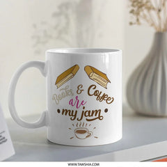 Books and Coffee Mug, My Jam Mug, Coffee Lover Gift, Book Lover Gift, Reading Mug, Coffee Mug, Bookish Gift, Gift for Reader - Tawshia