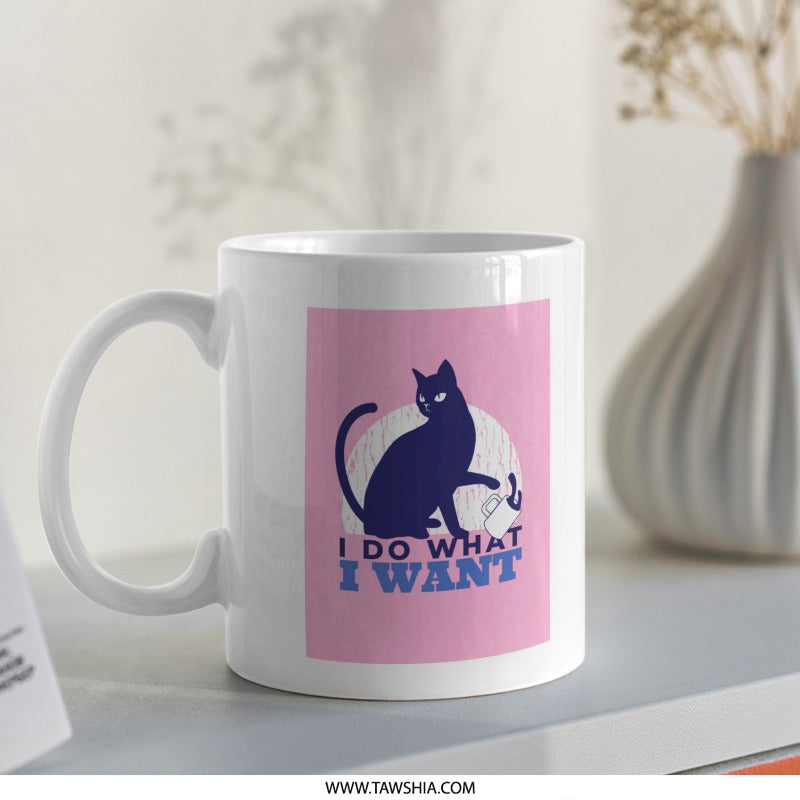 Cat Illustration I Do What I Want Design Mug product