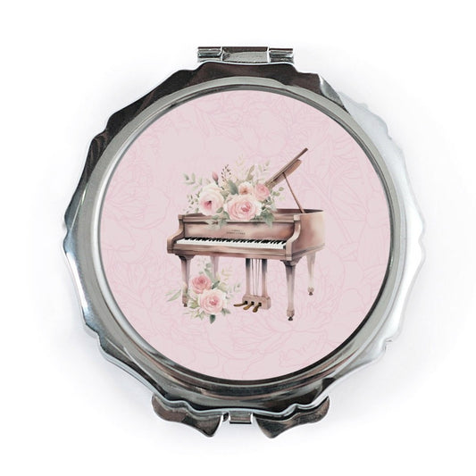 Floral Piano Pocket Mirror, Elegant Compact Mirror, Music Lover Gift, Vintage Inspired, Makeup Mirror, Purse Mirror, Bridesmaid Gift - Tawshia