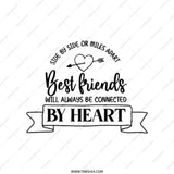 Best Friends Tote Bag, Connected by Heart, Friendship Gift, Long Distance Friend Gift, Heart Arrow Design, Canvas Tote Bag - Tawshia