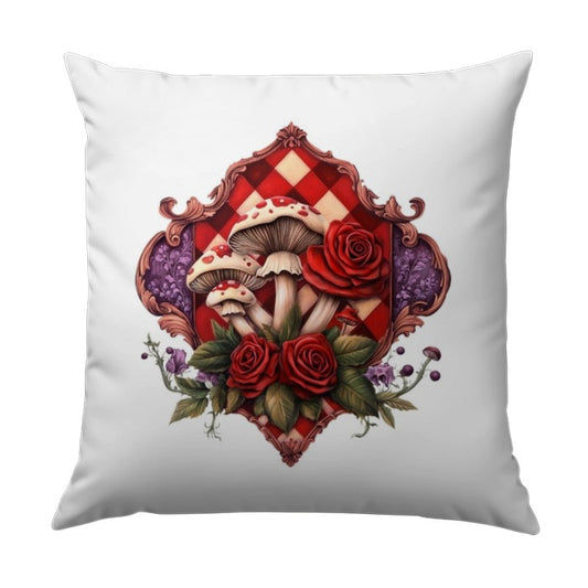 Mushroom Pillow, Rose Pillow, Floral Pillow, Whimsical Pillow, Cottagecore Decor, Decorative Pillow, Home Decor Pillow, Unique Pillow - Tawshia