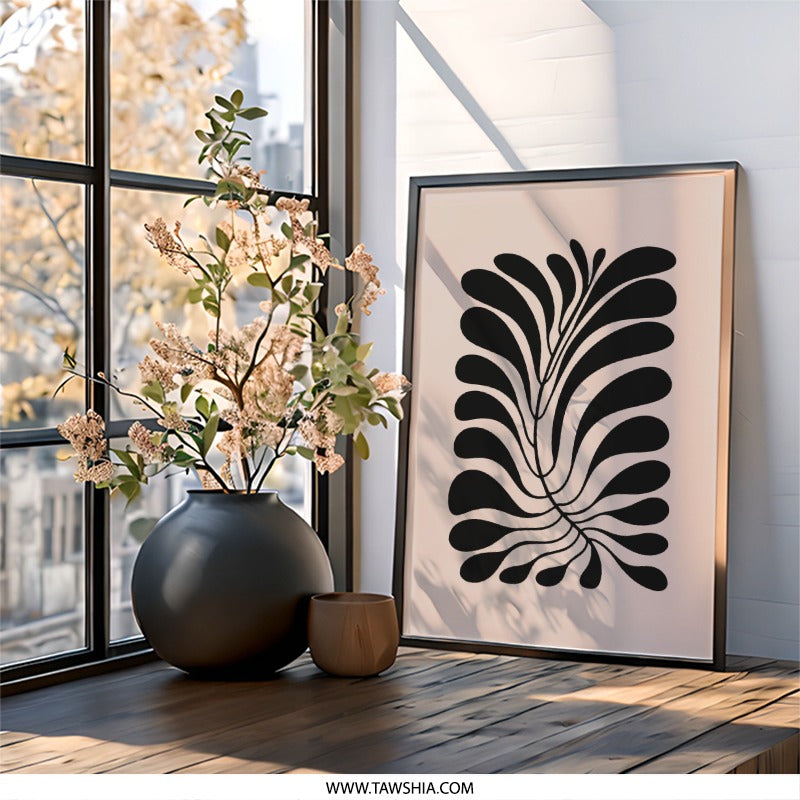 Abstract Leaves Wall Art, Botanical Print, Modern Home Decor, Minimalist Wall Decor, Contemporary Art, Housewarming Gift, Framed Art - Tawshia