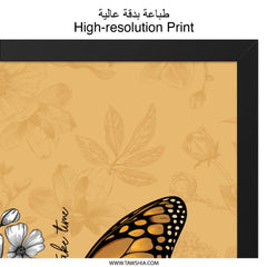 Butterfly Framed Wall Art, Inspirational Quote Print, Floral Wall Decor, Monarch Butterfly Art, Nature Inspired Artwork, Home Decor - Tawshia