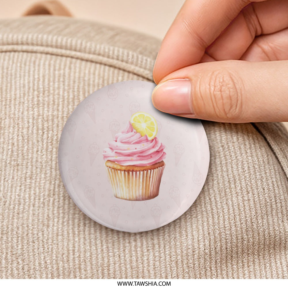 Pink Lemonade Cupcake Pinback, Cute Food Pin, Sweet Treat Badge, Pastel Aesthetic Pin, Cupcake Lover Gift, Button Pinback Accessory - Tawshia