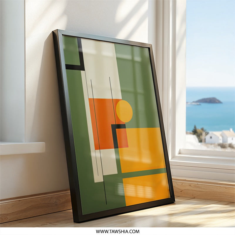 Geometric Abstraction Wall Art, Modern Shapes Print, Minimalist Art Decor, Contemporary Home Wall Decor, Abstract Forms Wall Hanging - Tawshia
