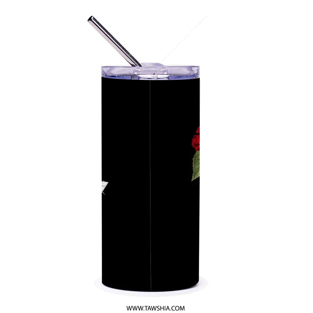 Rose Design Stainless Steel Tumbler with Straw product