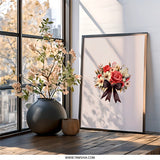 Floral Bouquet Wall Art, Rose Daisy Print, Flower Arrangement Picture, Elegant Home Decor, Gift for Her, Living Room Art - Tawshia