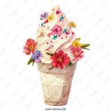 Floral Ice Cream Tote Bag, Cute Dessert Bag, Whimsical Art, Food Lover Gift, Colorful Flowers, Unique Tote Bag - Tawshia