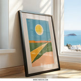 Abstract Landscape Wall Art, Modern Art Print, Yellow Sun Artwork, Contemporary Home Decor, Minimalist Wall Hanging, Geometric Landscape - Tawshia